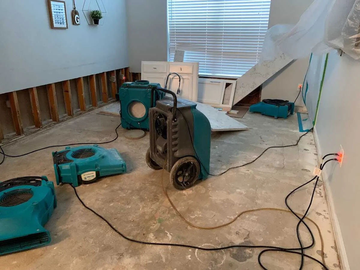 Dehumidifier in flood-cut room for Water Damage Restoration in Pickerington